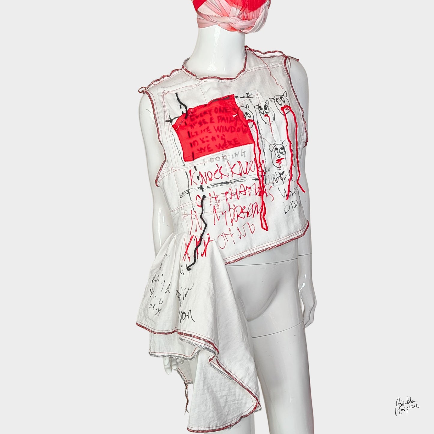 White Ward – No.01 | Asymmetrical Draped Double Gauze Sleeveless Top