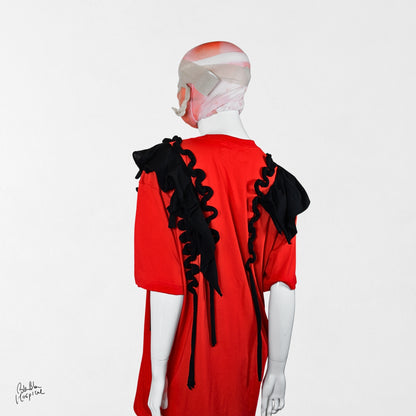 Heart No.003 | 白いメッセージ – オーバーサイズ　赤T-shirt