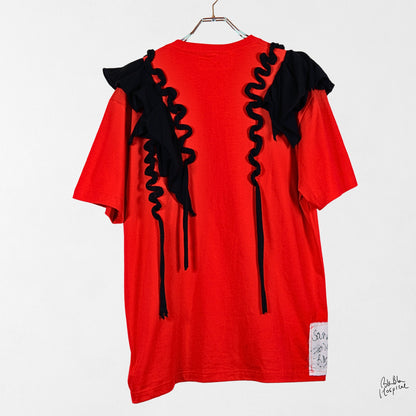Heart No.003 | 白いメッセージ – オーバーサイズ　赤T-shirt