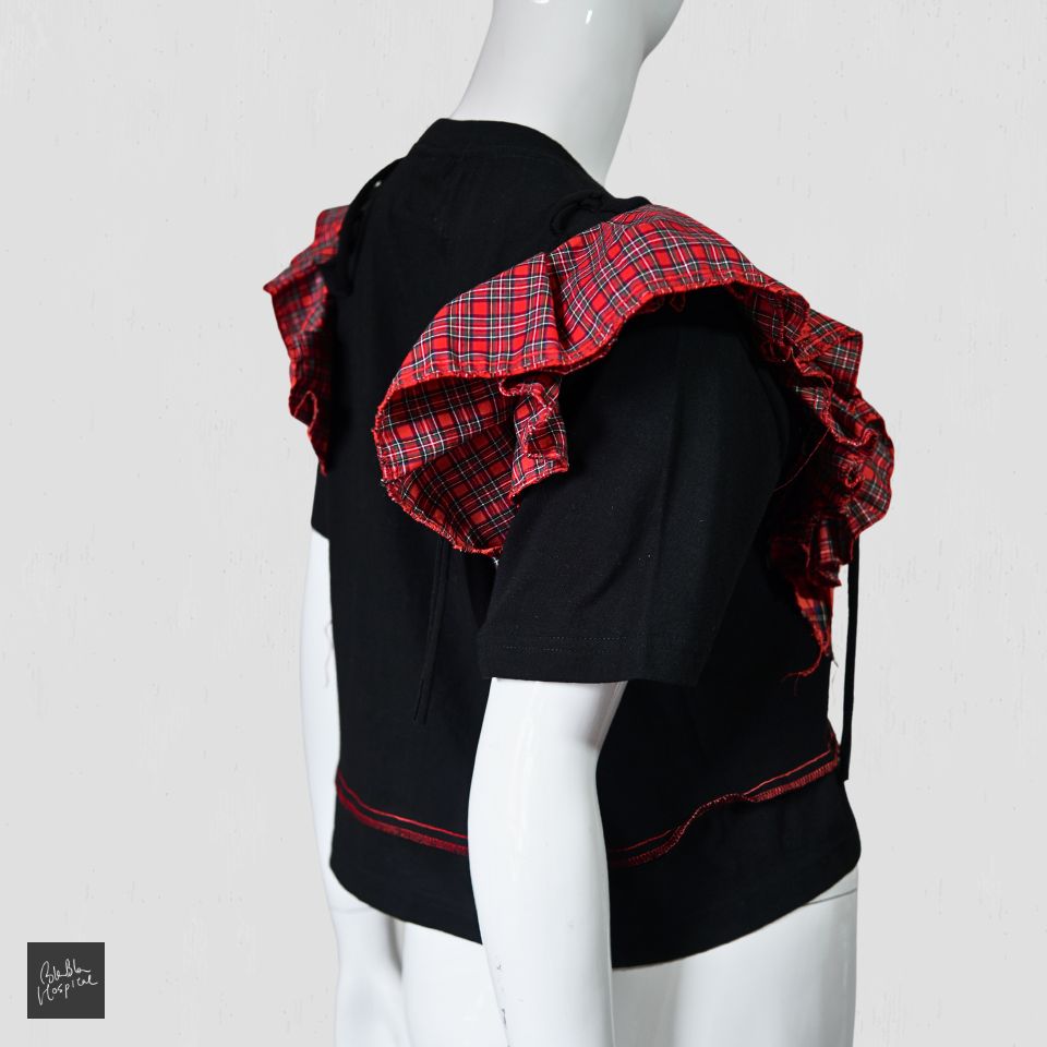 Tartan Ruffles Black Tshirt