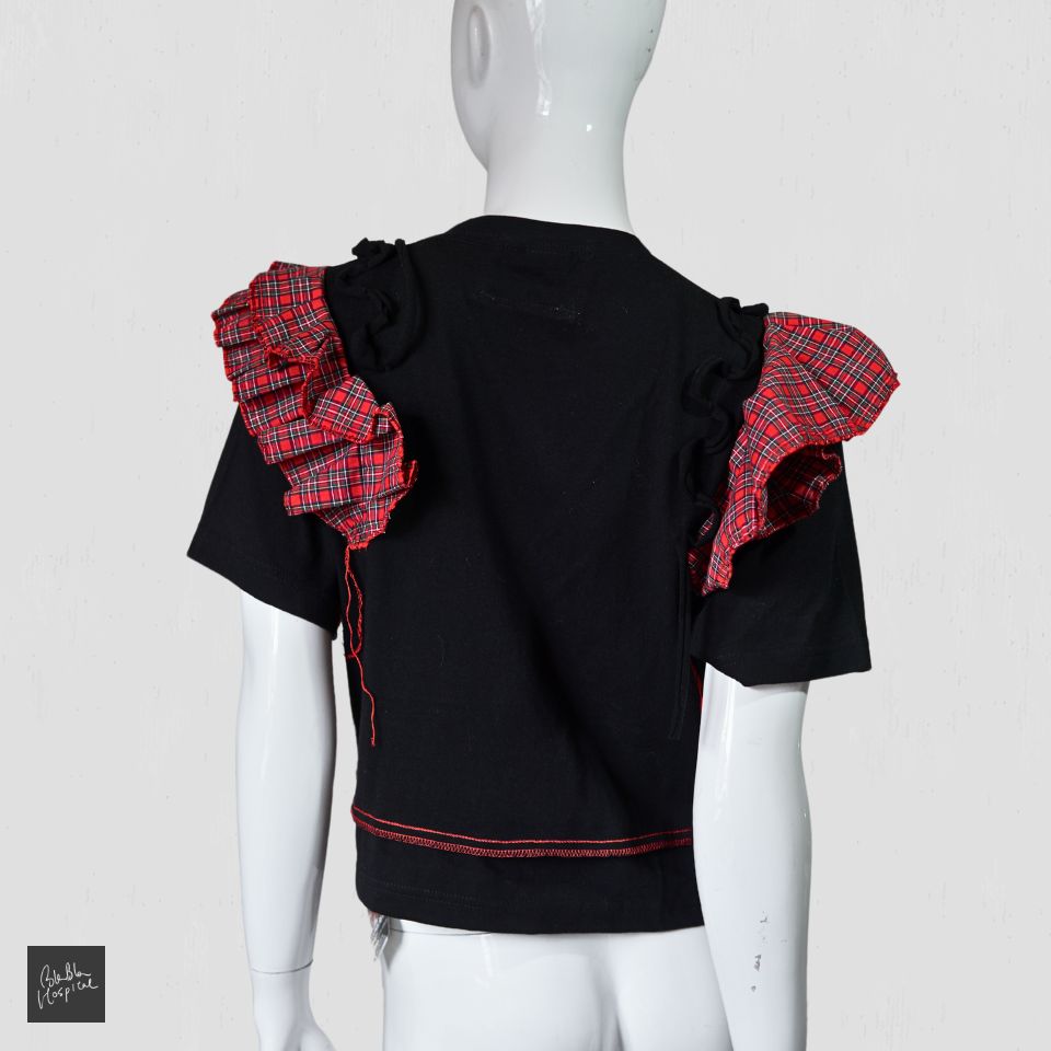 Tartan Ruffles Black Tshirt