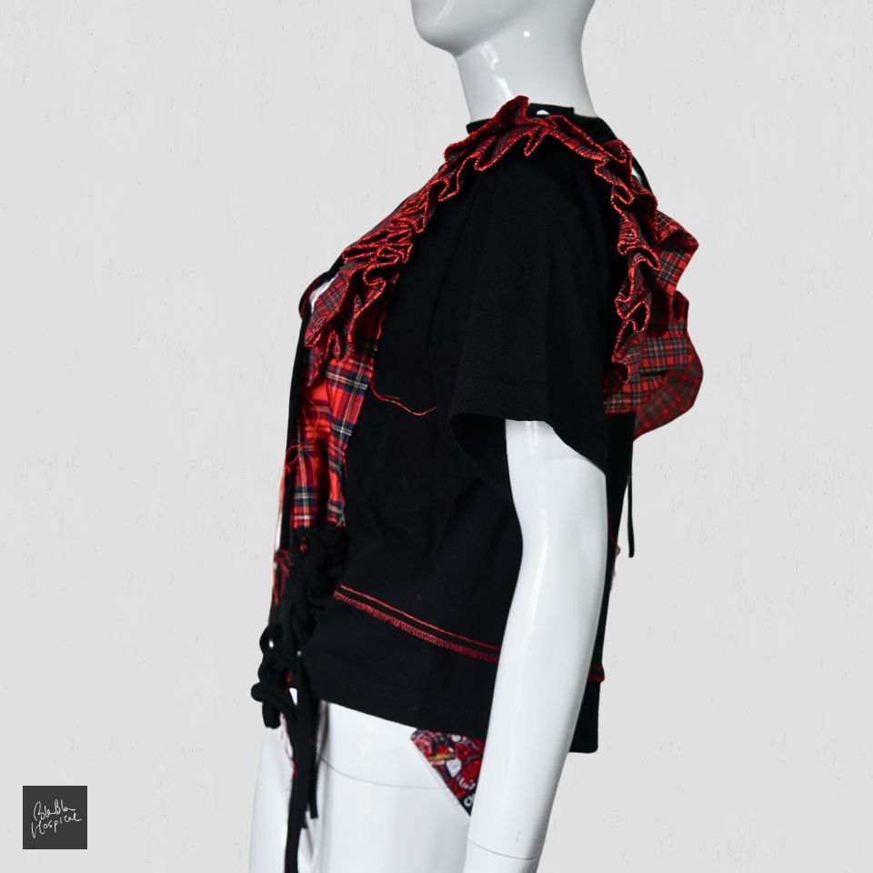 Tartan Ruffles Black Tshirt