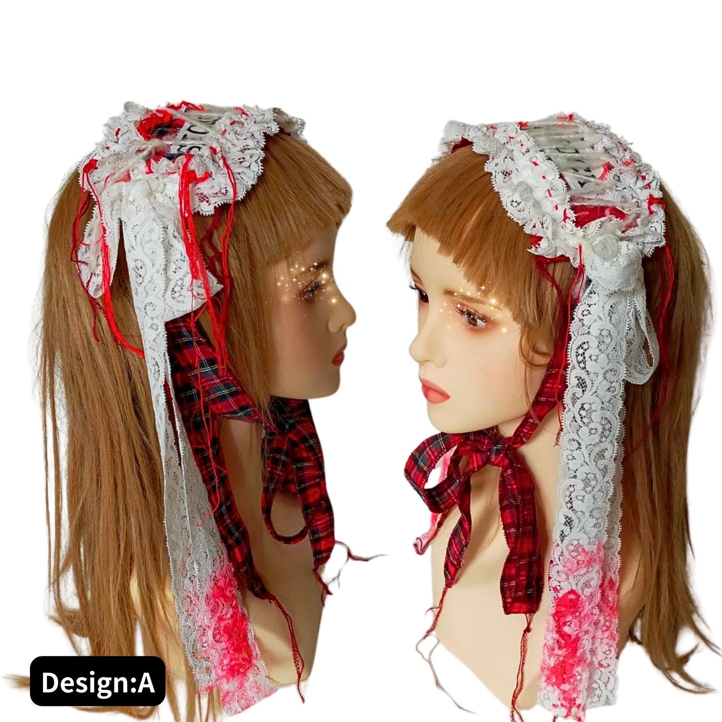 Blalita Lace x tartan design Headdress