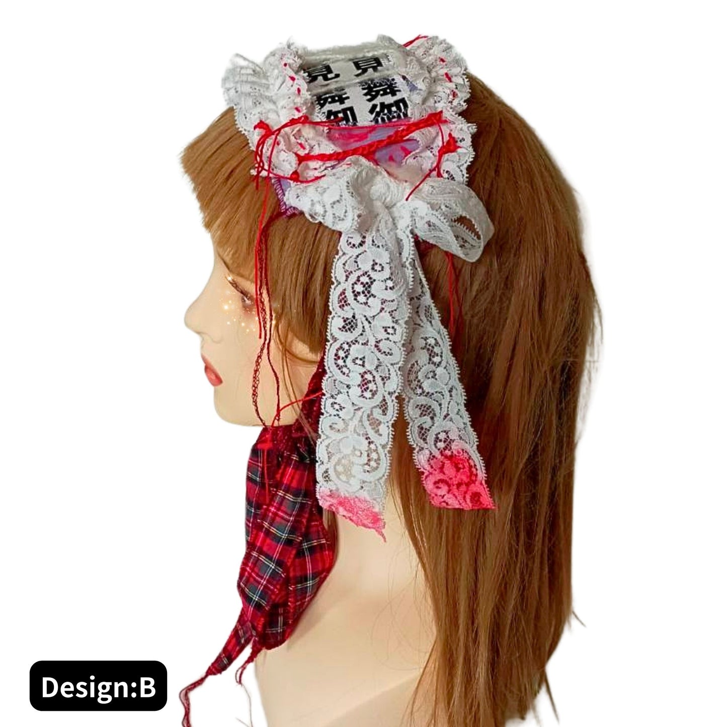 Blalita Lace x tartan design Headdress