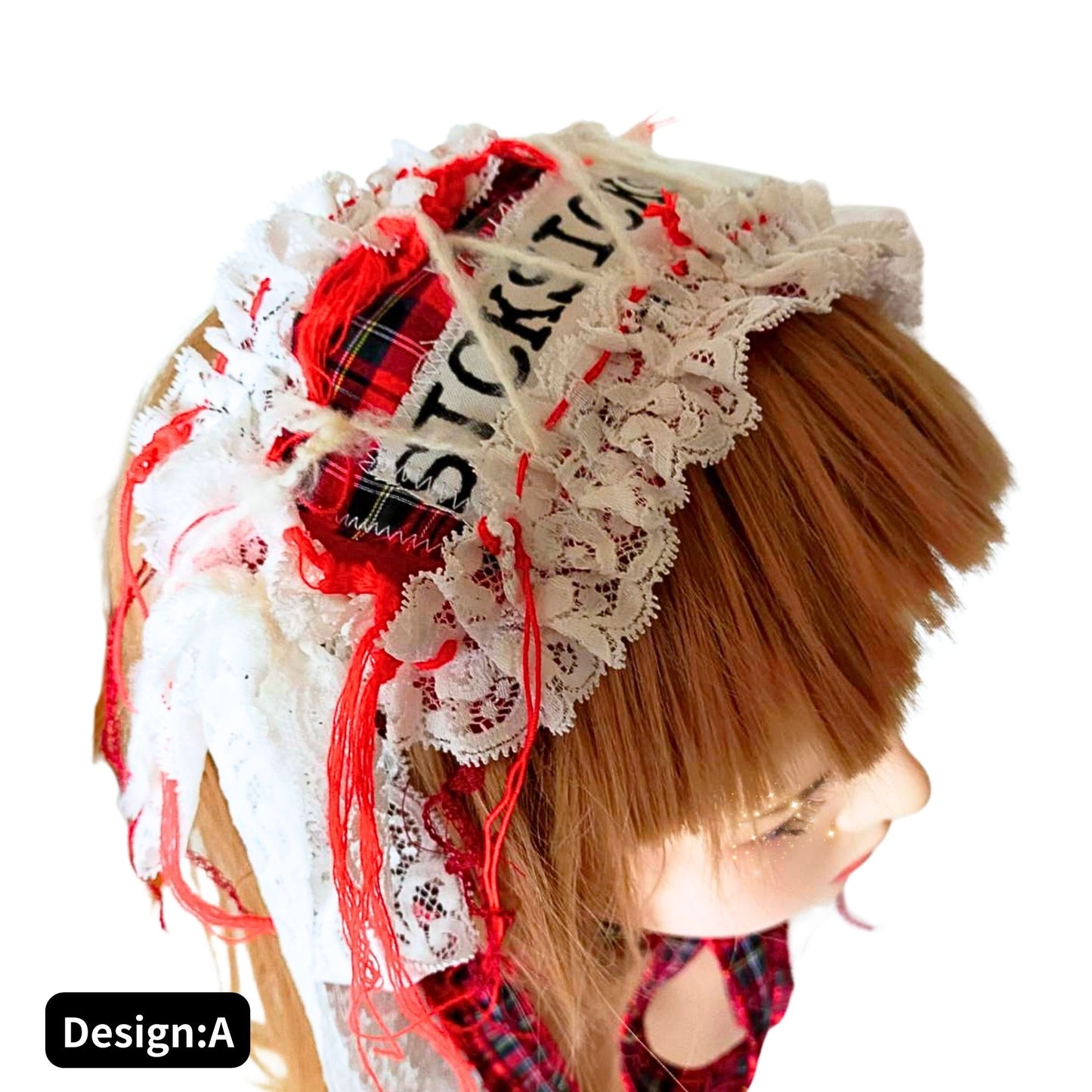 Blalita Lace x tartan design Headdress