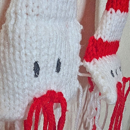 2 WAY SNAKE  – Narrow Scarf  Red and White