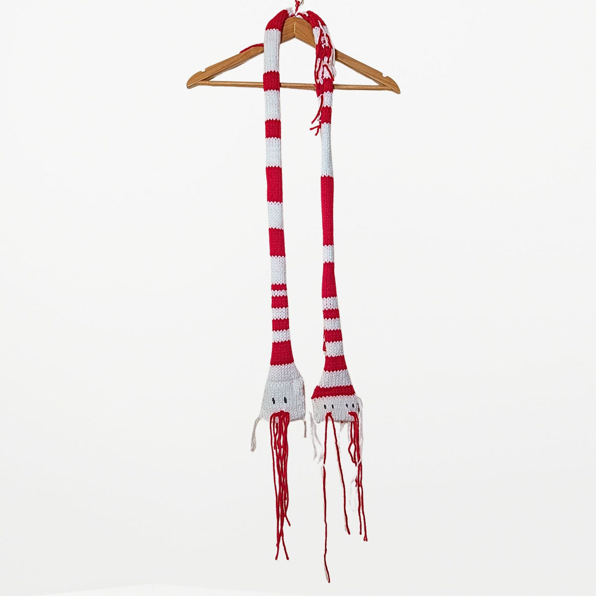 2 WAY SNAKE  – Narrow Scarf  Red and White