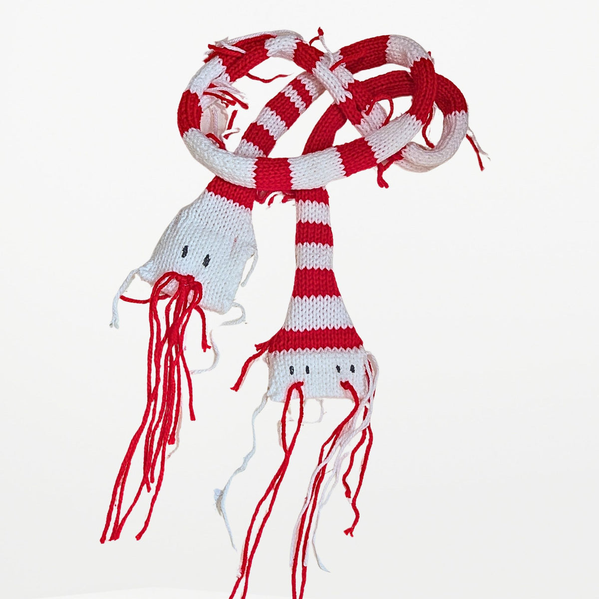 2 WAY SNAKE  – Narrow Scarf  Red and White