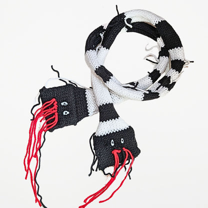 2 WAY SNAKE  – Narrow Scarf Black and White