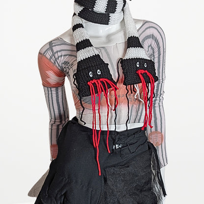 2 WAY SNAKE  – Narrow Scarf Black and White