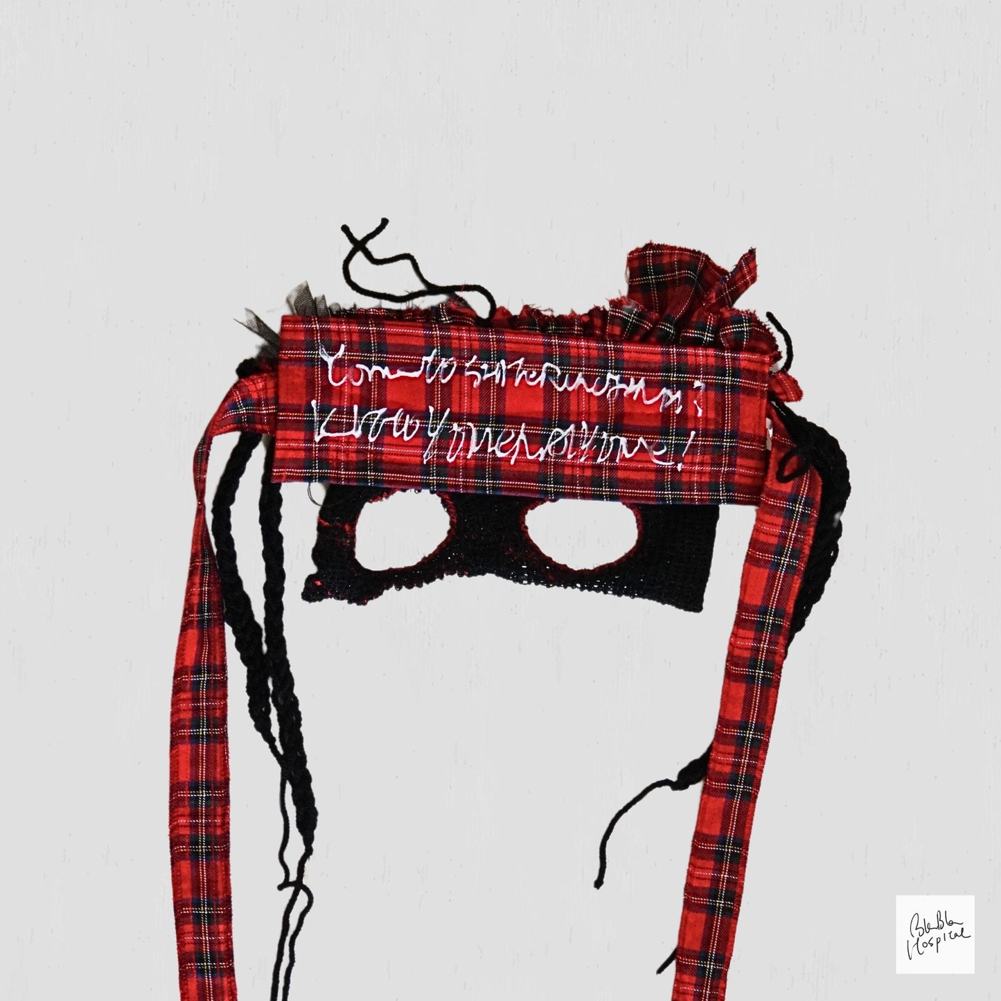 Red Tartan & Knit Headdress