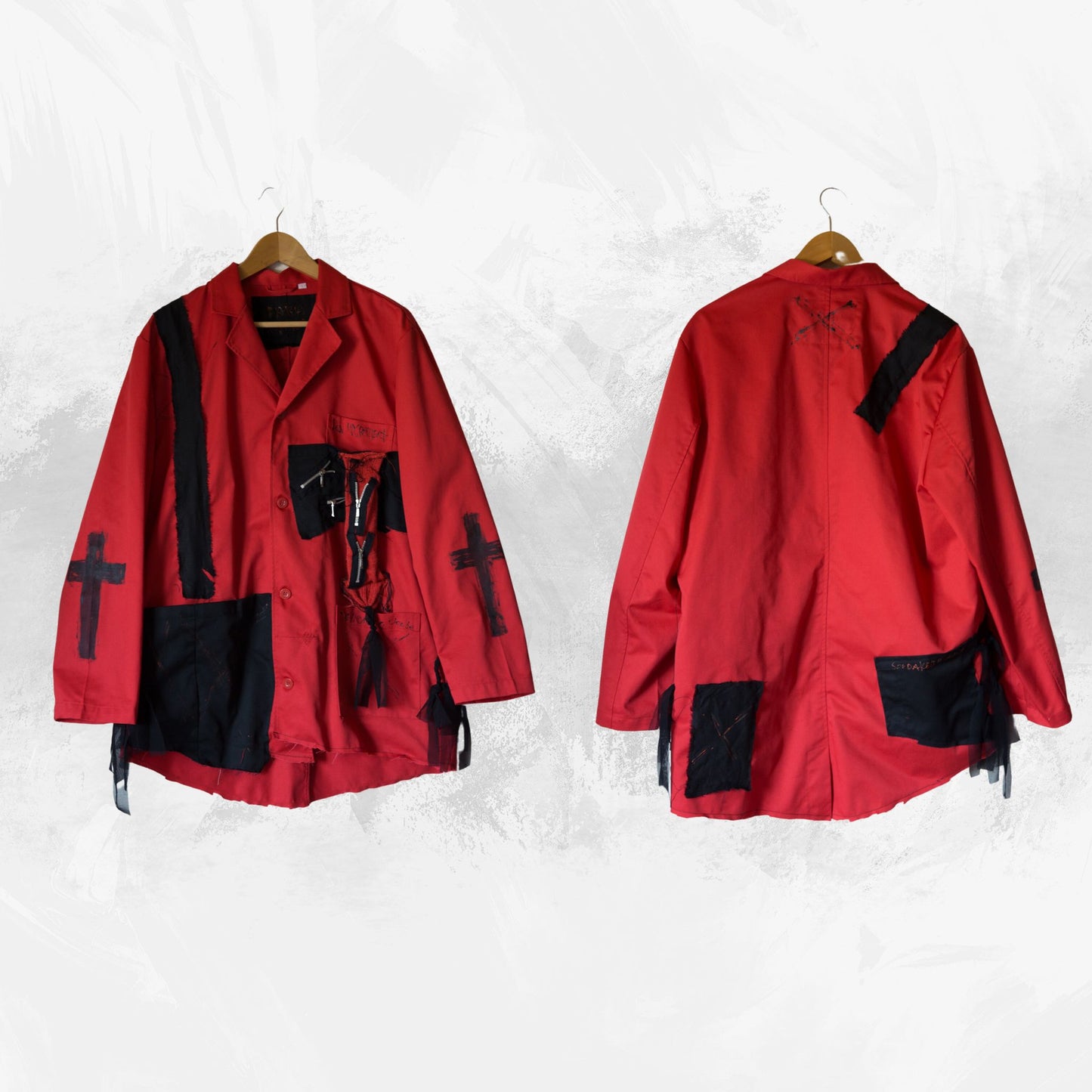 2023NEW!Tokyo Punk Doctor Jacket Black Oversize Red