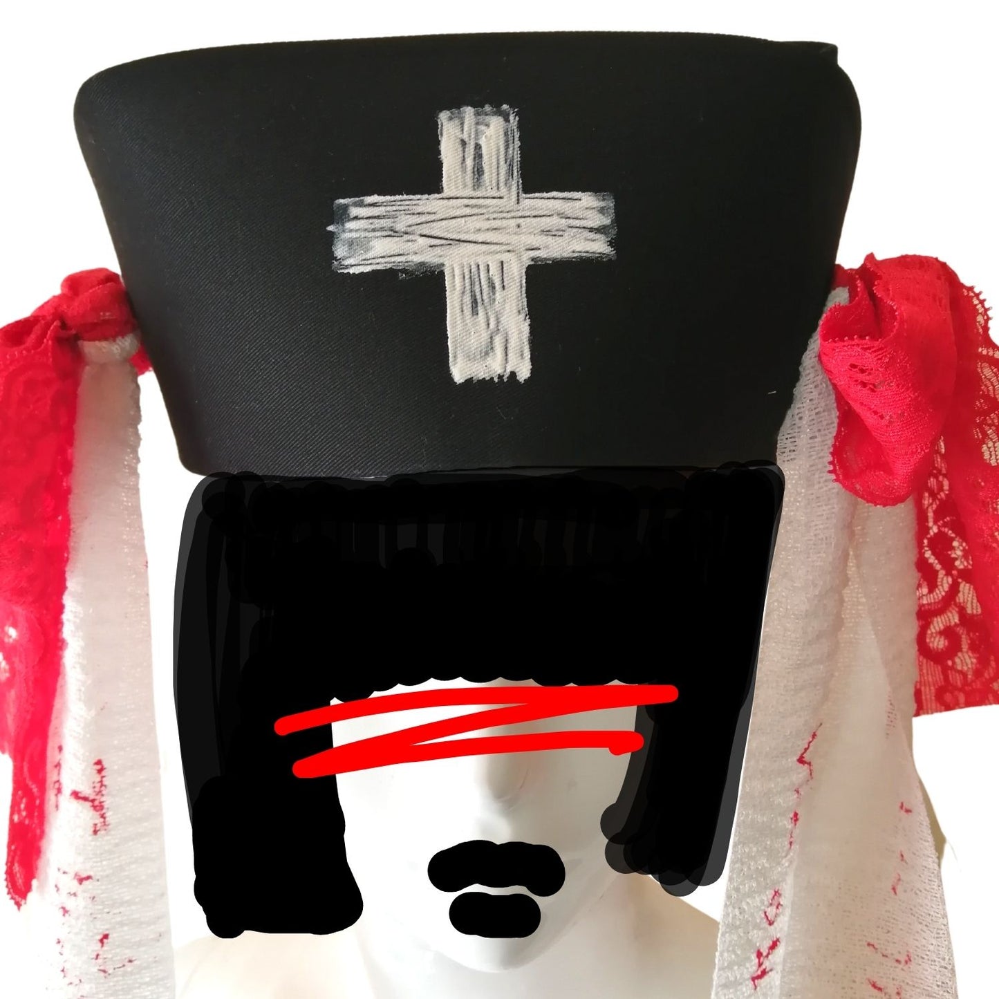 Gothic und Lolita Mode Krankenschwester Mütze Spitze x Bandagen Design