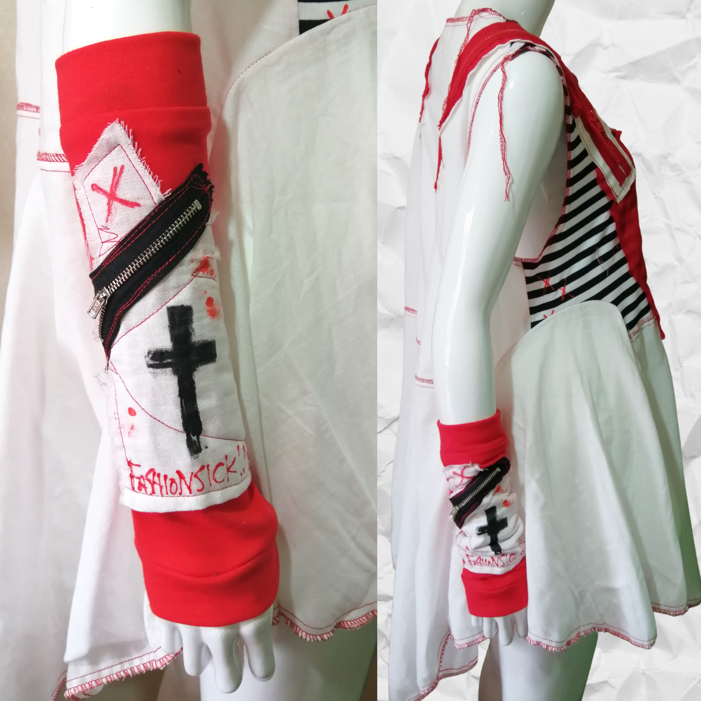 Zipper x gauze Tokyo punk style arm cover