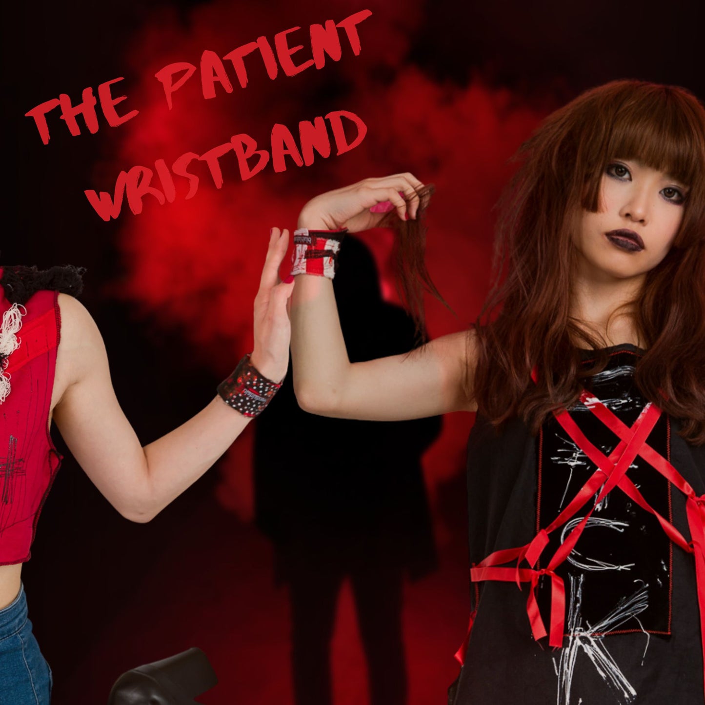Blabla Patientenarmband Tokyo Punk 2023! Original gestricktes Design Schwarzes und rotes Armband