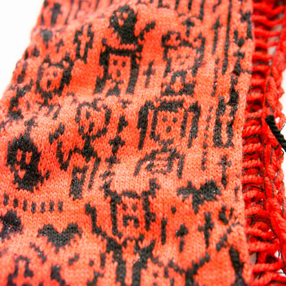 Tokyo Punk Knit Handmade Black and Red Punk Scarf  【275cm】