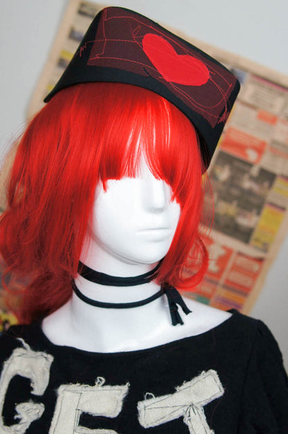 Red heart Black Nurse Cap Medical Gothic Punk J-Fashion
